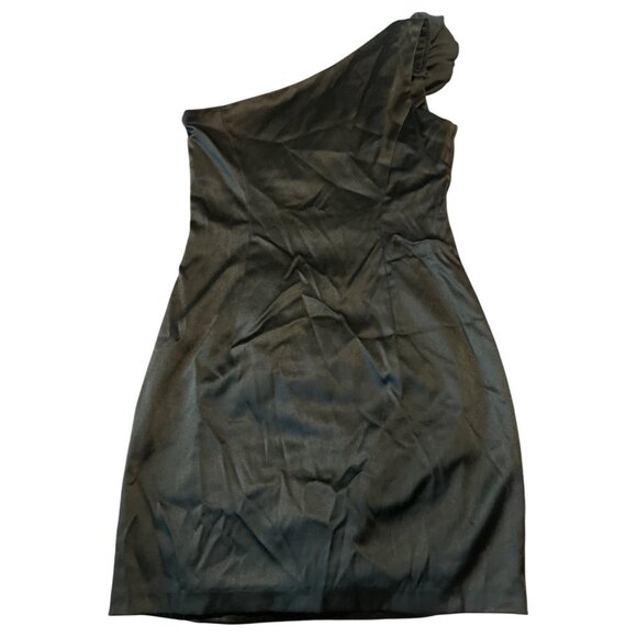 Jessica McClintock For Gunne Sax Black One-Shoulder Ruched Dress Size 1 Vintage - Picture 8 of 8